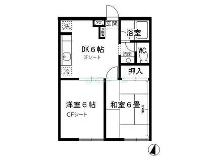 ハス ニューハウン(2DK/1階)の間取り写真