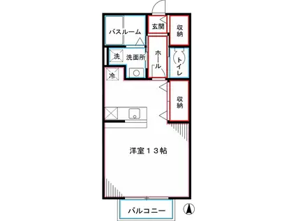 LIGHTGARDENV(ワンルーム/1階)の間取り写真