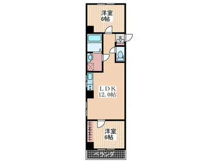 鷹ノ橋マンション(2LDK/10階)の間取り写真