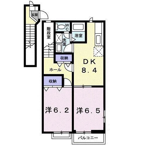SILKY BOXⅠ(2DK/2階)の間取り写真