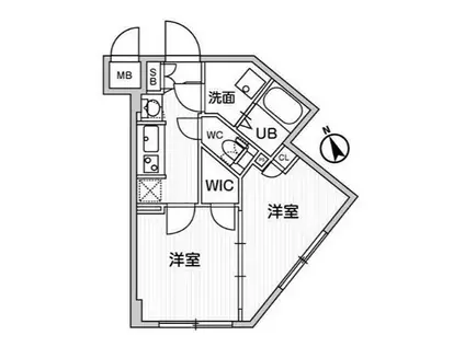 ルネサンスコート桜新町(2K/1階)の間取り写真