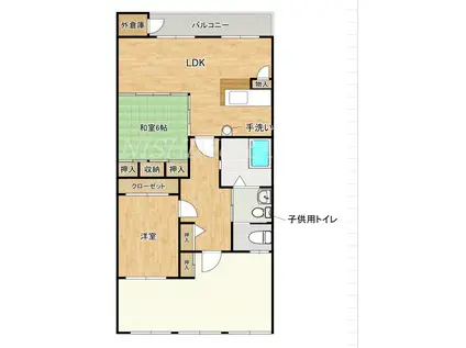 桜台第2グリーンコーポ(2LDK/1階)の間取り写真