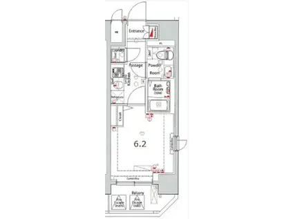 ジーベック蒲田ステーションエグゼ(1K/8階)の間取り写真