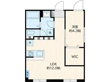 AGLAIA目黒中央(1LDK/1階)の間取り写真