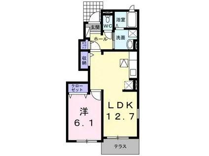 グランデ・マーカスC(1LDK/1階)の間取り写真