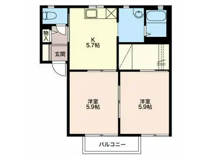 レーベン(2K/1階)の間取り写真