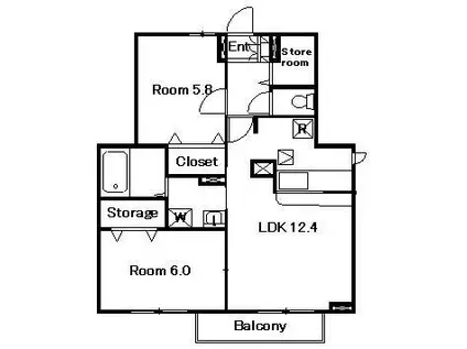ジュネス・シック(2LDK/1階)の間取り写真