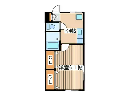 オークランドS.K(1K/1階)の間取り写真