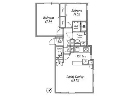 PASEO高田馬場III(2LDK/3階)の間取り写真