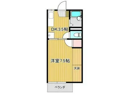ハイムイワクラ(1DK/2階)の間取り写真
