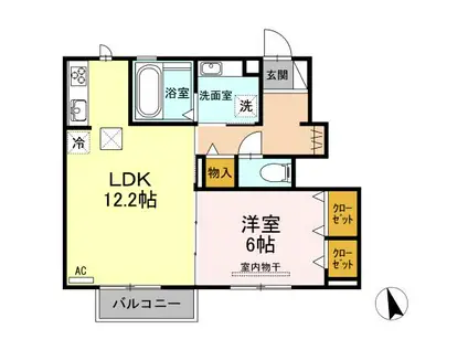 ウエストヒルズ岩崎台(1LDK/1階)の間取り写真