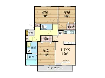ボヌールK(3LDK/2階)の間取り写真