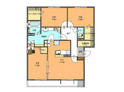 グランドヒルズ木之庄(3LDK/2階)の間取り写真