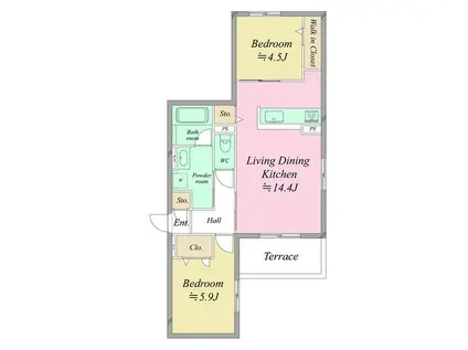 堺市西区鳳西町一丁共同PJ(2LDK/2階)の間取り写真