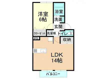 セジュール河本(1LDK/2階)の間取り写真