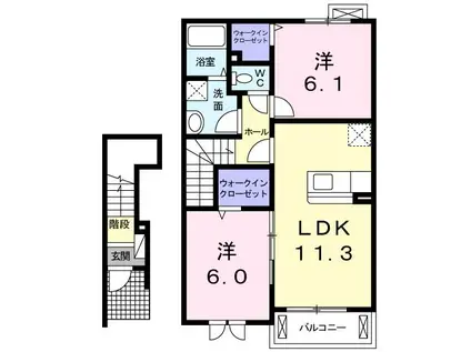 クロシェットII(2LDK/2階)の間取り写真