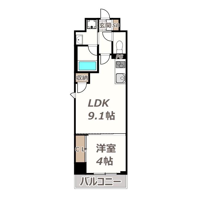 トーシンイーストビル(1LDK/4階)の間取り写真