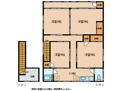 ＪＲ飯田線 元善光寺駅 徒歩3分 2階建 築59年(4K/2階)の間取り写真