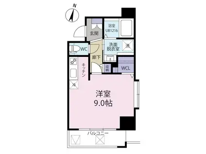 ラグーナ黒崎(ワンルーム/2階)の間取り写真