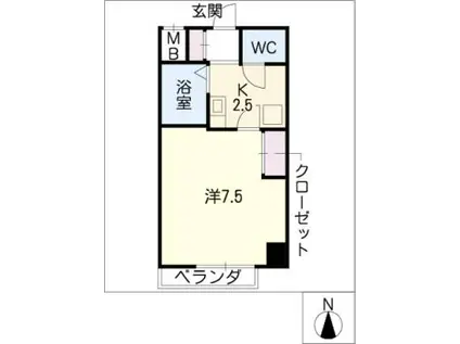 飯田ビル(1K/6階)の間取り写真