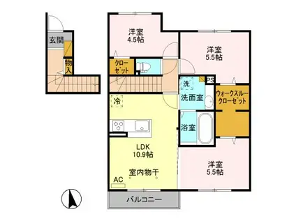 ティエード マロン A(3LDK/2階)の間取り写真
