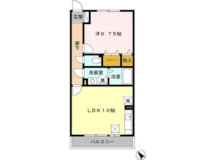 ルクソール(1LDK/1階)の間取り写真