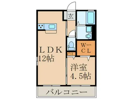 ラディア与原(1LDK/2階)の間取り写真