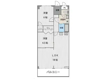 リバーサイドヒルズ(2LDK/3階)の間取り写真