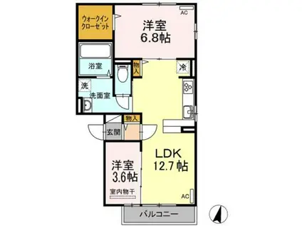 サンライズ蔵本II(2LDK/3階)の間取り写真