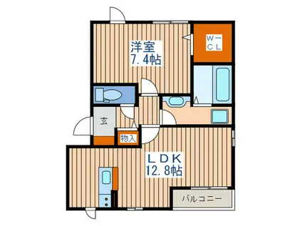 D-ROOM新寺(1LDK/1階)の間取り写真