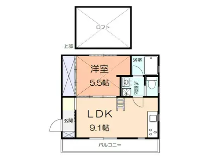 プルメリア(1LDK/2階)の間取り写真