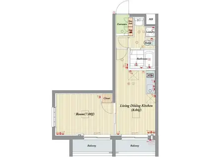 ビバリーホームズ西台III(1LDK/1階)の間取り写真