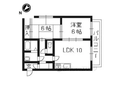 プレジオ山科御陵(2LDK/3階)の間取り写真