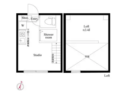 ハーモニーテラス北小岩XII(ワンルーム/1階)の間取り写真