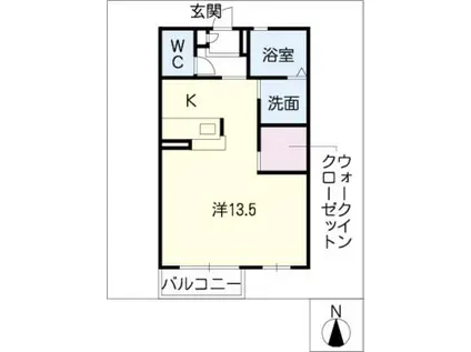 イデアル・レイ(ワンルーム/1階)の間取り写真