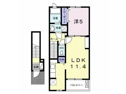 プラシード(1LDK/2階)の間取り写真