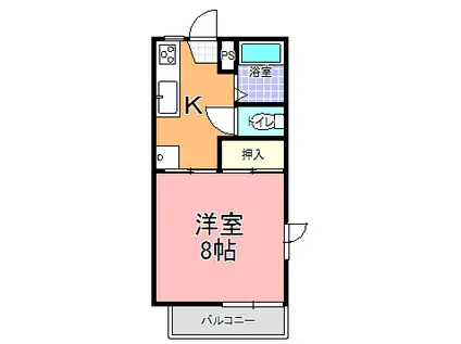 スピティ B棟(1K/2階)の間取り写真