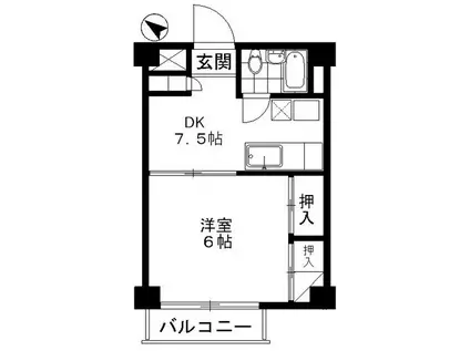 成城ロイヤルマンション(1DK/5階)の間取り写真