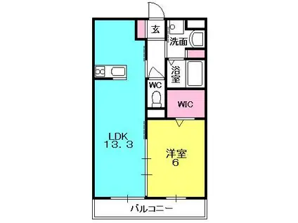 ペルルII(1LDK/1階)の間取り写真