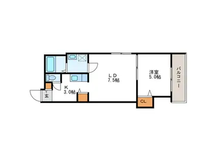 ADVANCE N19 アドバンスN19(1LDK/2階)の間取り写真
