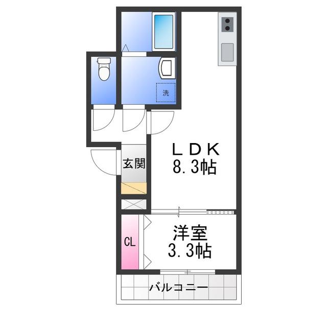 グレースヴィラ泉大津(1LDK/3階)の間取り写真