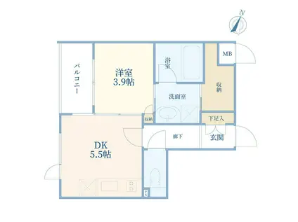 SHIMOUMA TERRACE(1DK/3階)の間取り写真
