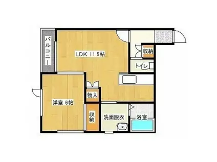 PASSAGE(1LDK/1階)の間取り写真