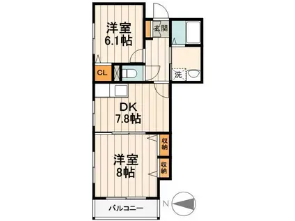 ソレイユプラザ(2DK/1階)の間取り写真