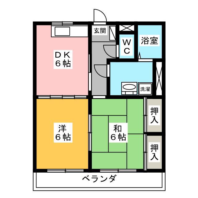 ファミーユ ヤマナカ(2DK/3階)の間取り写真
