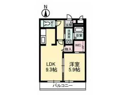 ウィスティリアA棟(1LDK/3階)の間取り写真