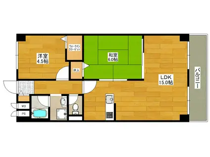 北大阪ハイツ(2LDK/2階)の間取り写真