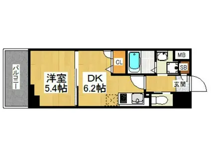 イルマーレ博多(1DK/2階)の間取り写真