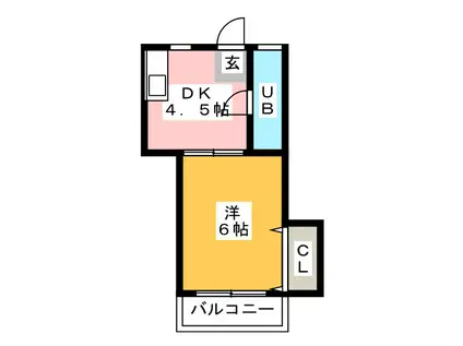 第6光ハイツ(1DK/3階)の間取り写真