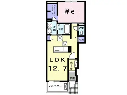 メゾン・ド・アイローネ II(1LDK/1階)の間取り写真